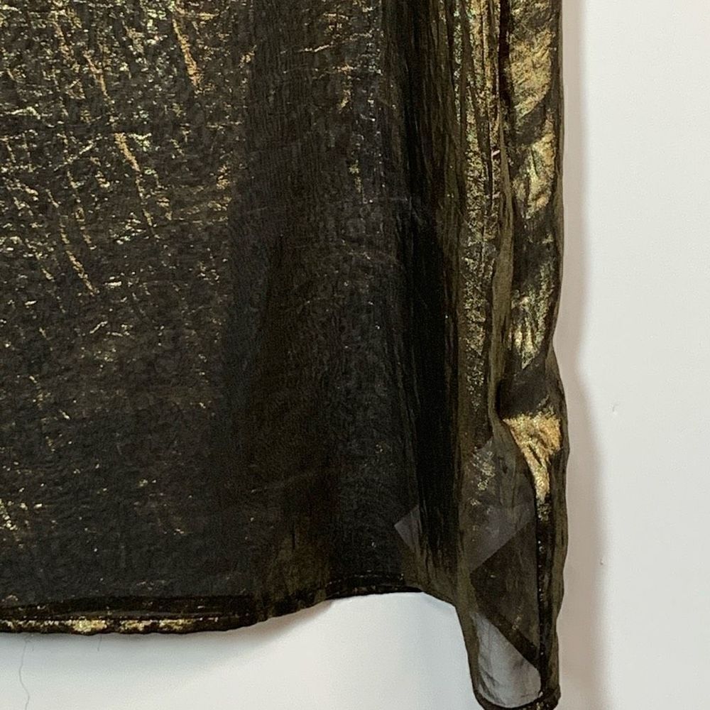 Michael Kors Sheer Gold Black Blouse Size Medium - Picture 2 of 9